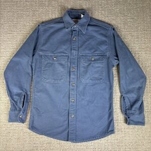 Vtg 80s Private Property Chamois Shirt Mens Small Blue Button Up Made In USA